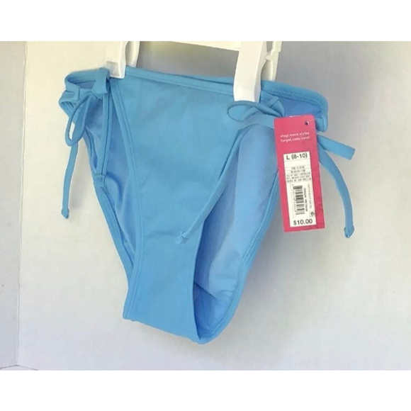 Xhilaration Women's String Bikini Bottoms Teal Blue Size L 8-10 - Picture 2 of 3